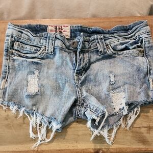 1st Kiss Light Blue Distressed Denim Cutoff Shorts